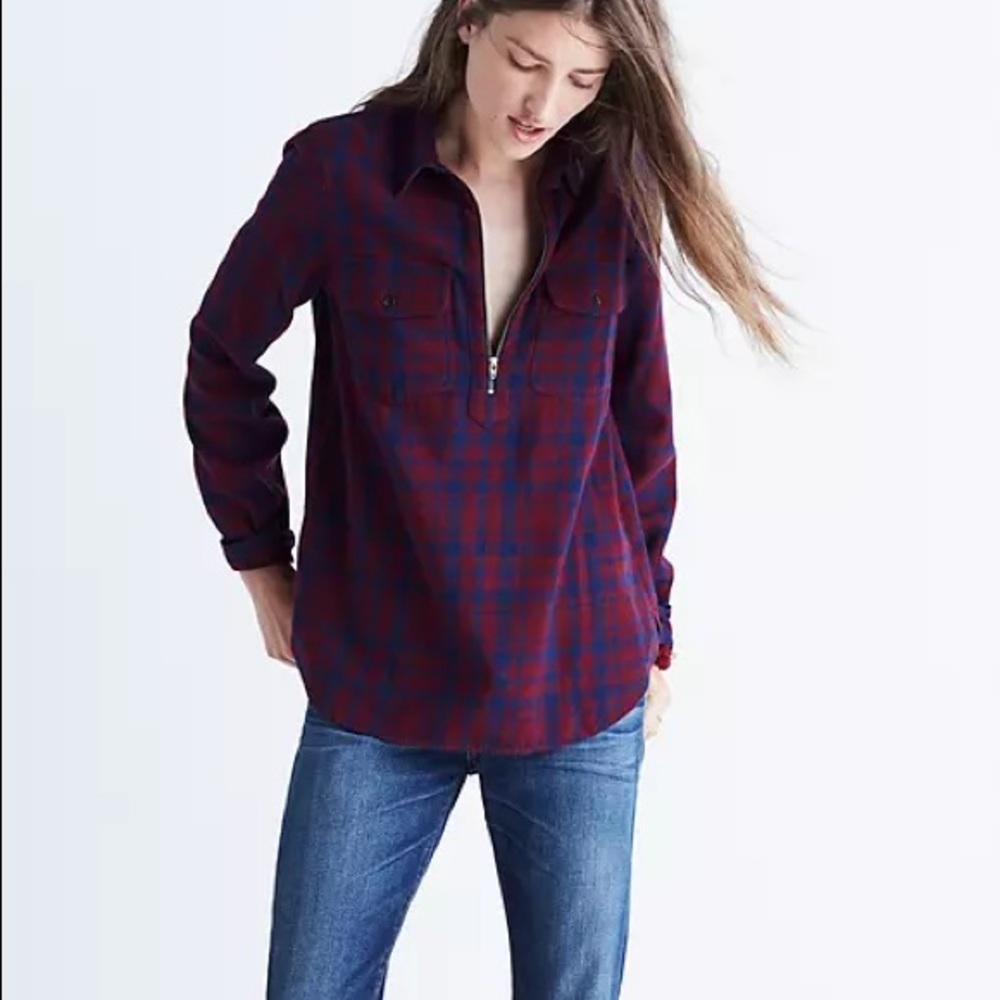 Madewell Plaid Zipper Flannel